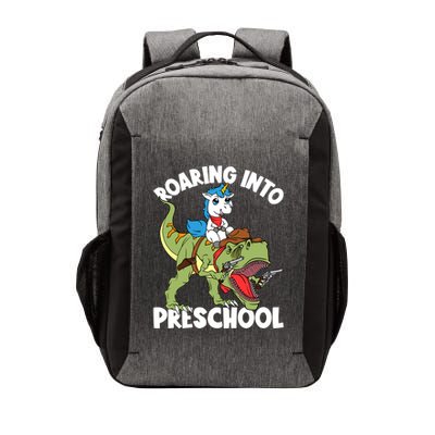 Roaring Into Preschool Unicorn Riding Dinosaur Great Gift Vector Backpack