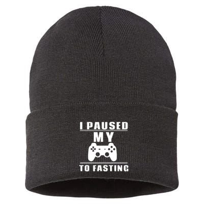 Ramadan I Pause My To Fasting Game Gift For Ramadan Mubarak Sustainable Knit Beanie