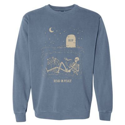 Read In Peace Halloween Retro Read Banned Books Garment-Dyed Sweatshirt