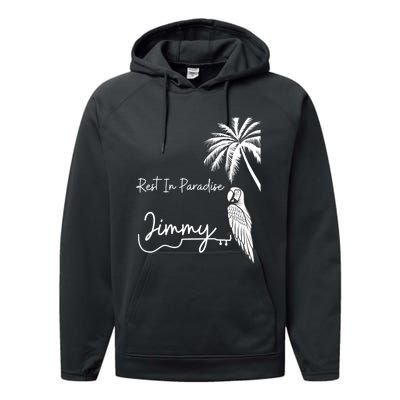 Rest In Paradise Jimmy. Parrot Heads Guitar Music Lovers Performance Fleece Hoodie