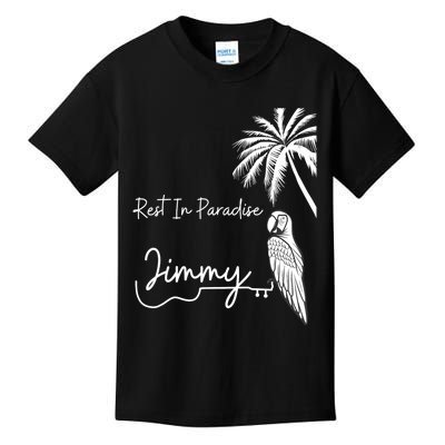 Rest In Paradise Jimmy. Parrot Heads Guitar Music Lovers Kids T-Shirt