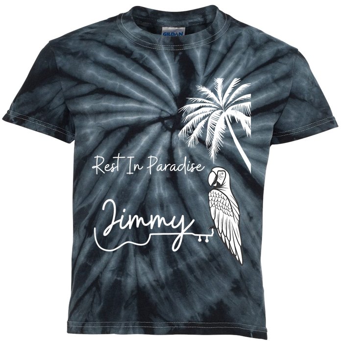 Rest In Paradise Jimmy. Parrot Heads Guitar Music Lovers Kids Tie-Dye T-Shirt