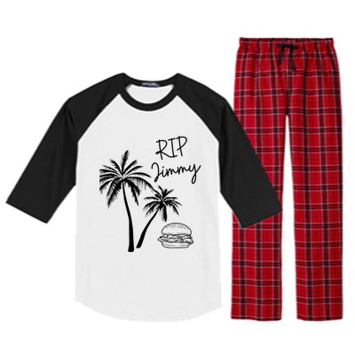 Rest In Peace Jimmy Cheeseburger Palm Trees Raglan Sleeve Pajama Set