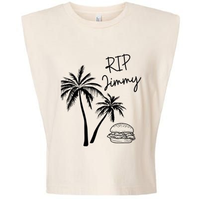 Rest In Peace Jimmy Cheeseburger Palm Trees Garment-Dyed Women's Muscle Tee