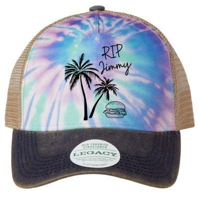 Rest In Peace Jimmy Cheeseburger Palm Trees Legacy Tie Dye Trucker Hat