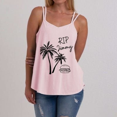 Rest In Peace Jimmy Cheeseburger Palm Trees Women's Strappy Tank