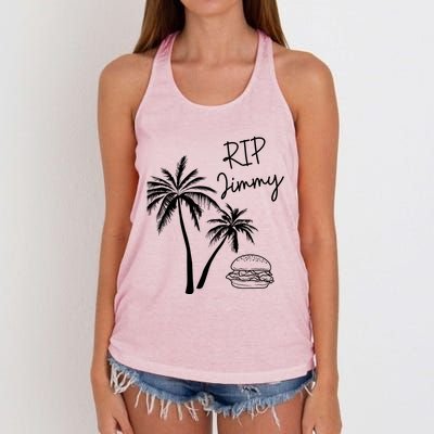 Rest In Peace Jimmy Cheeseburger Palm Trees Women's Knotted Racerback Tank