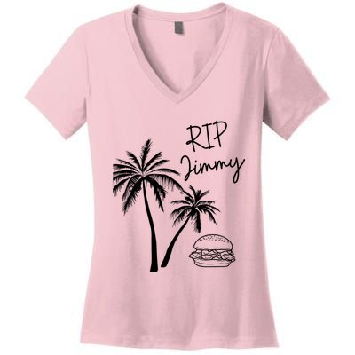 Rest In Peace Jimmy Cheeseburger Palm Trees Women's V-Neck T-Shirt