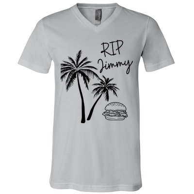Rest In Peace Jimmy Cheeseburger Palm Trees V-Neck T-Shirt