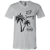 Rest In Peace Jimmy Cheeseburger Palm Trees V-Neck T-Shirt