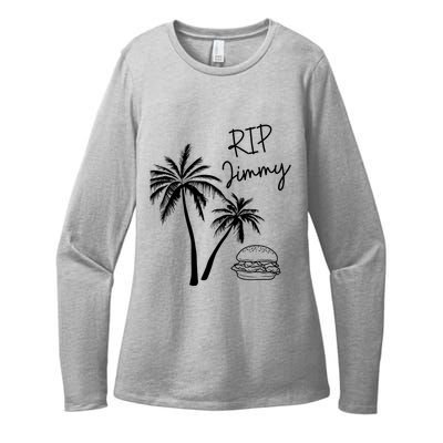 Rest In Peace Jimmy Cheeseburger Palm Trees Womens CVC Long Sleeve Shirt