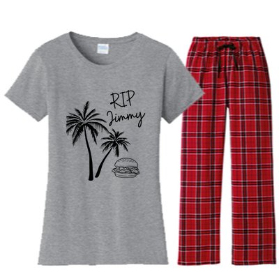 Rest In Peace Jimmy Cheeseburger Palm Trees Women's Flannel Pajama Set