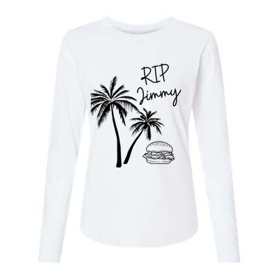 Rest In Peace Jimmy Cheeseburger Palm Trees Womens Cotton Relaxed Long Sleeve T-Shirt