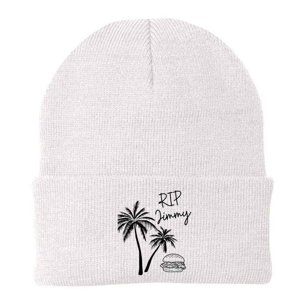 Rest In Peace Jimmy Cheeseburger Palm Trees Beanie