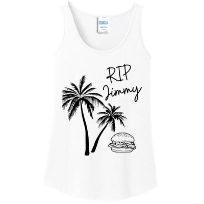 Rest In Peace Jimmy Cheeseburger Palm Trees Ladies Essential Tank