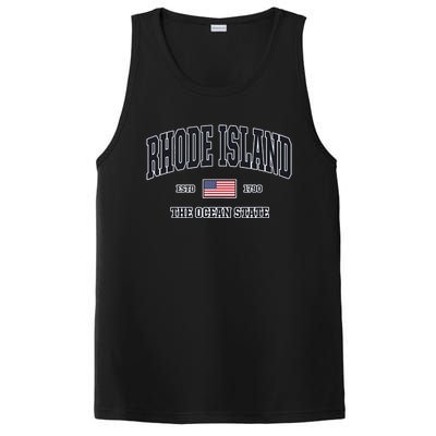 Rhode Island Patriotic American Flag Veteran Gifts PosiCharge Competitor Tank