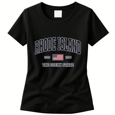 Rhode Island Patriotic American Flag Veteran Gifts Womens T-Shirt