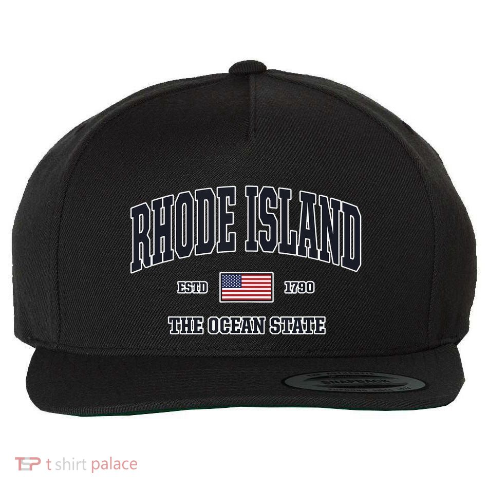 Rhode Island Patriotic American Flag Veteran Gifts Wool Snapback Cap