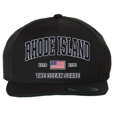 Rhode Island Patriotic American Flag Veteran Gifts Wool Snapback Cap