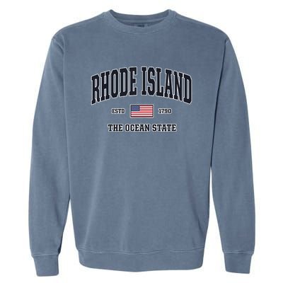 Rhode Island Patriotic American Flag Veteran Gifts Garment-Dyed Sweatshirt