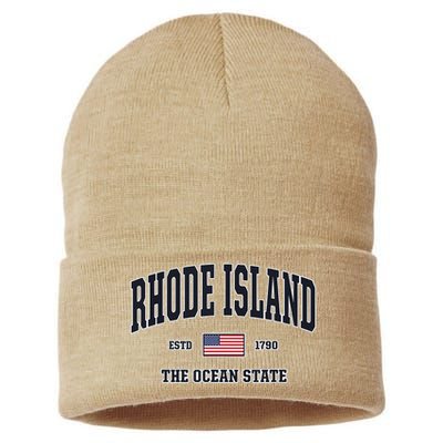 Rhode Island Patriotic American Flag Veteran Gifts Sustainable Knit Beanie