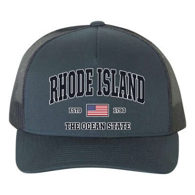 Rhode Island Patriotic American Flag Veteran Gifts Yupoong Adult 5-Panel Trucker Hat