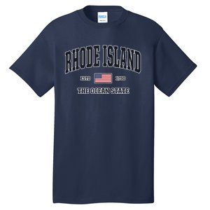 Rhode Island Patriotic American Flag Veteran Gifts Tall T-Shirt