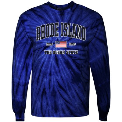 Rhode Island Patriotic American Flag Veteran Gifts Tie-Dye Long Sleeve Shirt