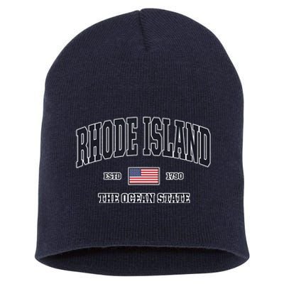 Rhode Island Patriotic American Flag Veteran Gifts Short Acrylic Beanie