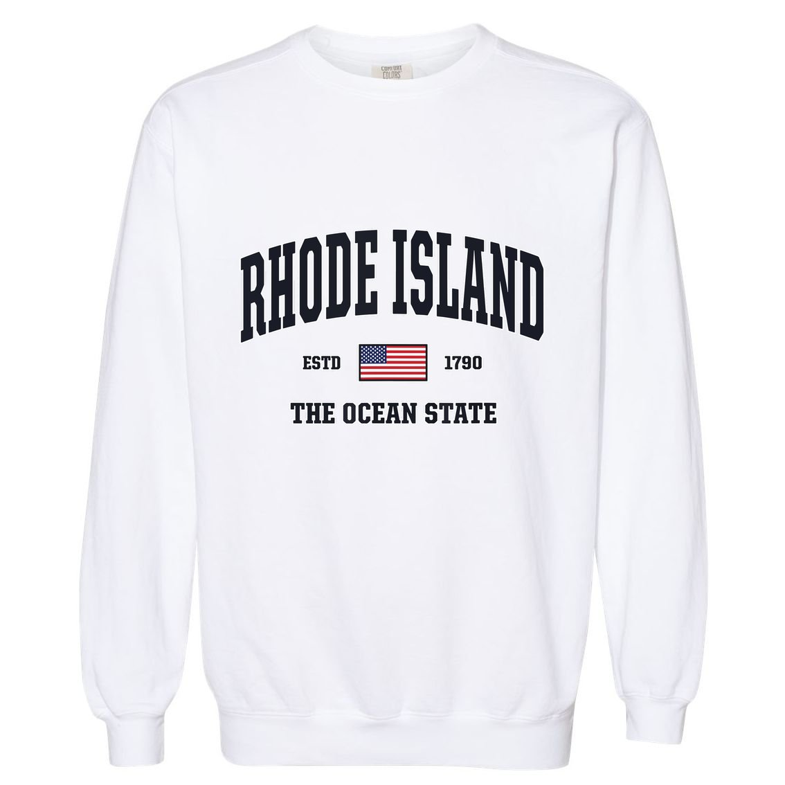 Rhode Island Patriotic American Flag Veteran Gifts Garment-Dyed Sweatshirt