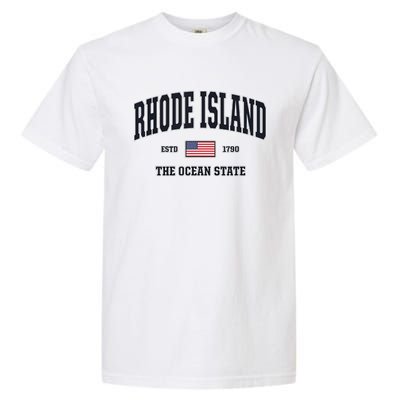 Rhode Island Patriotic American Flag Veteran Gifts Garment-Dyed Heavyweight T-Shirt