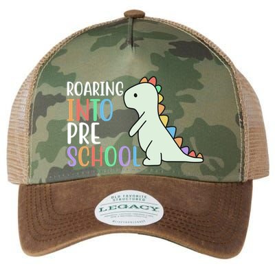 Roaring Into Pre School Cute Dinosaur Legacy Tie Dye Trucker Hat