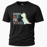 Roaring Into Pre School Cute Dinosaur Cooling Performance Crew T-Shirt