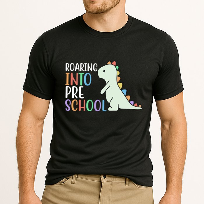 Roaring Into Pre School Cute Dinosaur Cooling Performance Crew T-Shirt