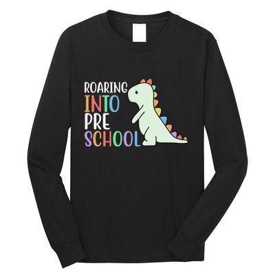 Roaring Into Pre School Cute Dinosaur Long Sleeve Shirt