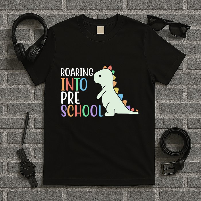 Roaring Into Pre School Cute Dinosaur T-Shirt