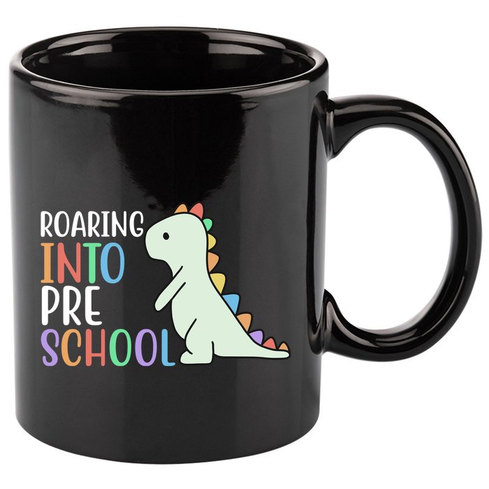 Roaring Into Pre School Cute Dinosaur 11oz C Handle Ceramic Mug