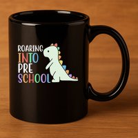 Roaring Into Pre School Cute Dinosaur 11oz C Handle Ceramic Mug