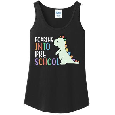 Roaring Into Pre School Cute Dinosaur Ladies Essential Tank