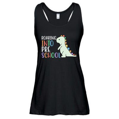 Roaring Into Pre School Cute Dinosaur Ladies Essential Flowy Tank