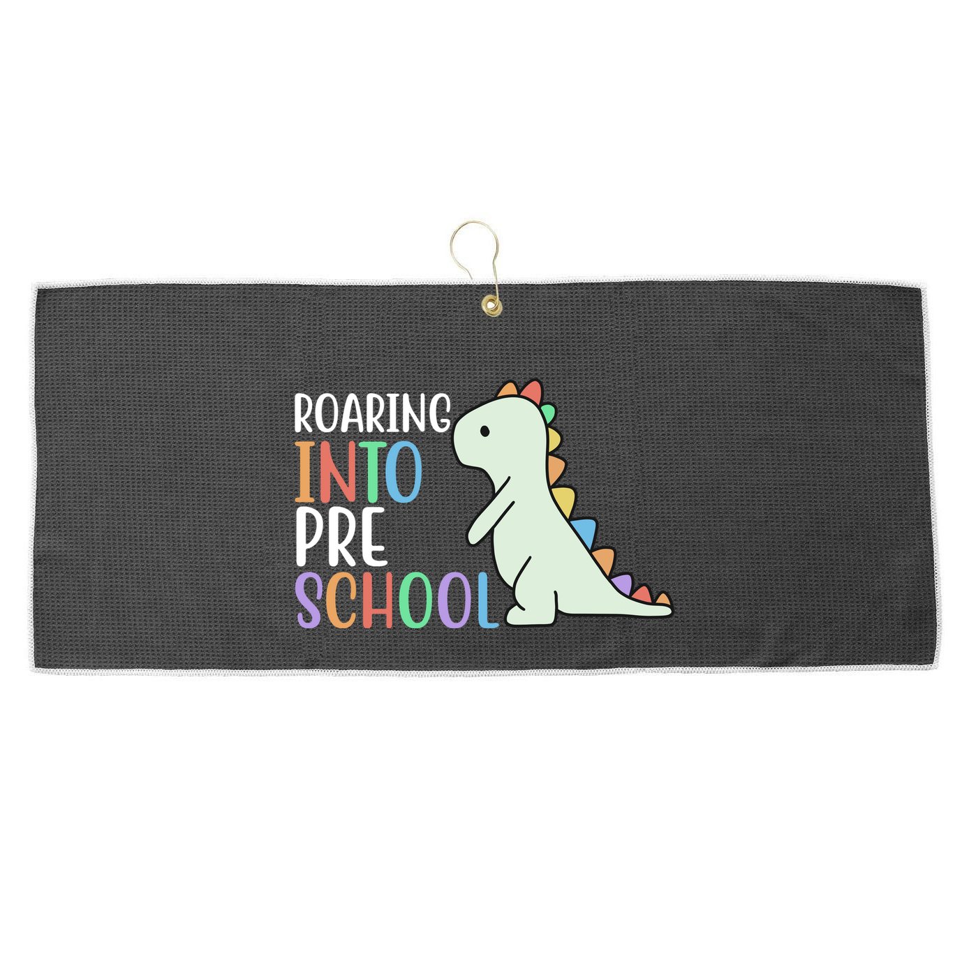 Roaring Into Pre School Cute Dinosaur Large Microfiber Waffle Golf Towel