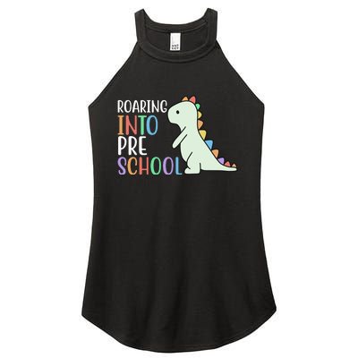 Roaring Into Pre School Cute Dinosaur Women's Perfect Tri Rocker Tank