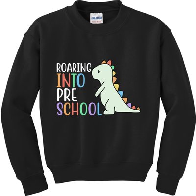 Roaring Into Pre School Cute Dinosaur Kids Sweatshirt