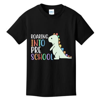 Roaring Into Pre School Cute Dinosaur Kids T-Shirt