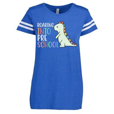 Roaring Into Pre School Cute Dinosaur Enza Ladies Jersey Football T-Shirt