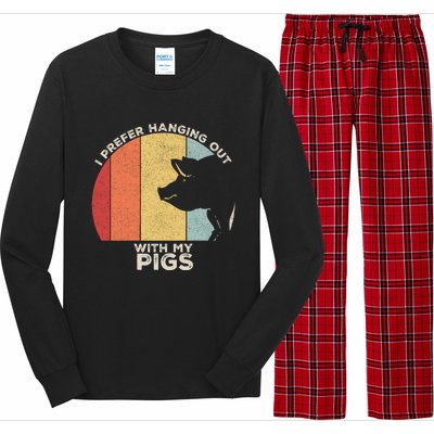 Retro I Prefer Hanging Out With My Pigs Great Gift Pig Farming Cool Gift Long Sleeve Pajama Set