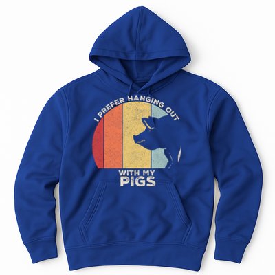 Retro I Prefer Hanging Out With My Pigs Great Gift Pig Farming Cool Gift Hoodie