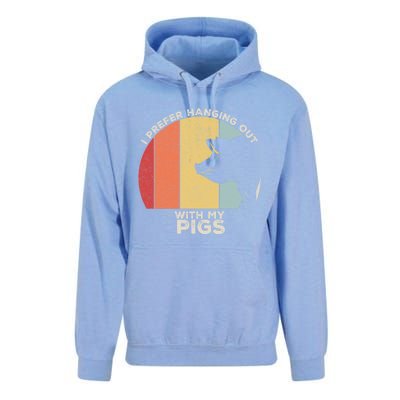 Retro I Prefer Hanging Out With My Pigs Great Gift Pig Farming Cool Gift Unisex Surf Hoodie