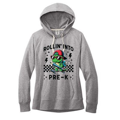 Rollin Into Pre K Dinosaur First Day Prek Im Ready For Prek Women's Fleece Hoodie