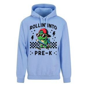 Rollin Into Pre K Dinosaur First Day Prek Im Ready For Prek Unisex Surf Hoodie